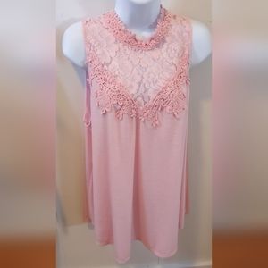 Sleeveless Lacey Pink Lace Top
